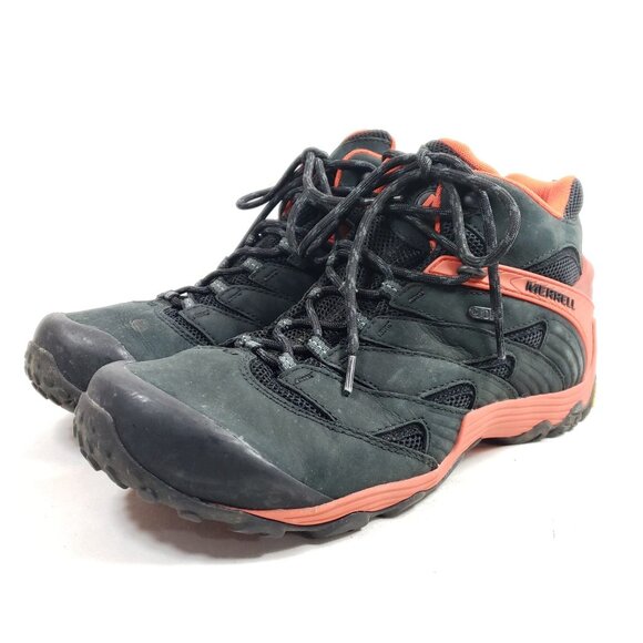 Merrell Chameleon-7 Mens Size 12 Mid Waterproof Hiking Boots Black Leather - Picture 2 of 8